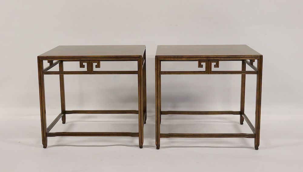 Appraisal: BAKER Signed Pair Of Asian Modern Style Tables Nice lines