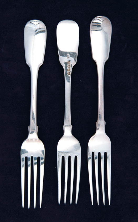 Appraisal: FINE SET OF TWELVE ENGLISH STERLING DINNER FORKS London by