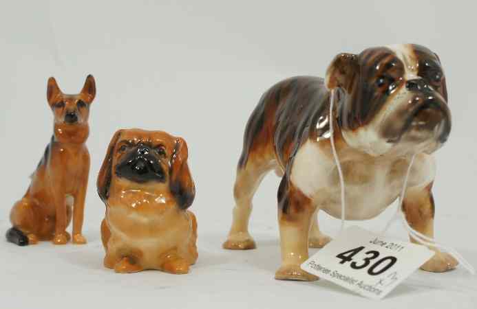 Appraisal: Royal Doulton Brindle Bulldog HN Seated Alsation K and Peckineese