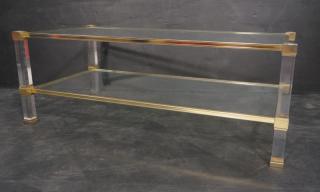 Appraisal: Pierre Vandel Paris Lucite Coffee Table Gold to Pierre Vandel