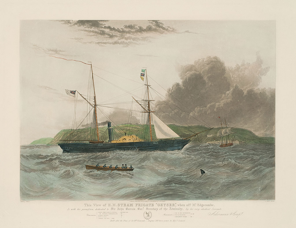 Appraisal: LARGE FOLIO COLORED ENGRAVING VIEW OF M H STEAM FRIGATE