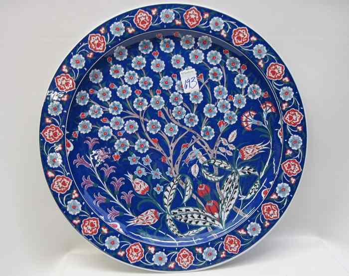 Appraisal: TURKISH IZNIK POTTERY CHARGER hand painted with enamels in ''Tree