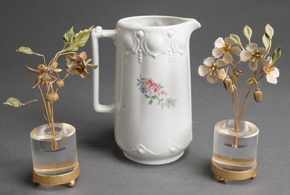 Appraisal: PAIR JANE HUTCHESON ENAMEL FLOWERS IN LUCITE BASES AND A