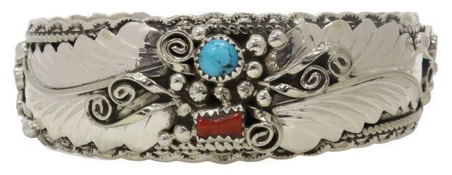 Appraisal: Native American sterling silver cuff bracelet signed GE possibly Gary