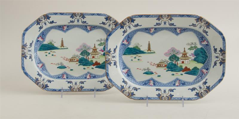 Appraisal: PAIR OF SPODE STONE CHINA CHAMFERED RECTANGULAR SMALL PLATTERS IN