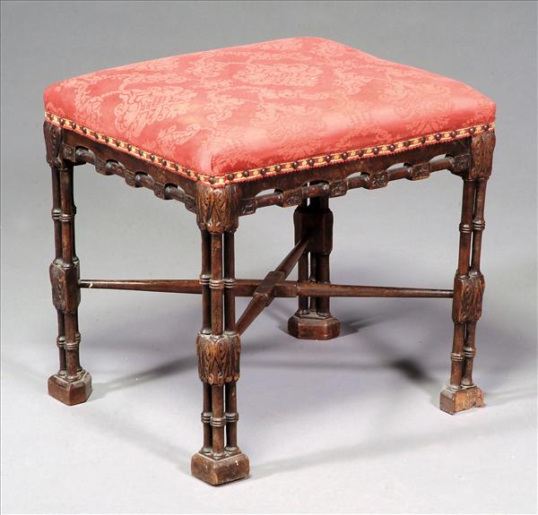 Appraisal: A walnut stool late th early th century the rectangular