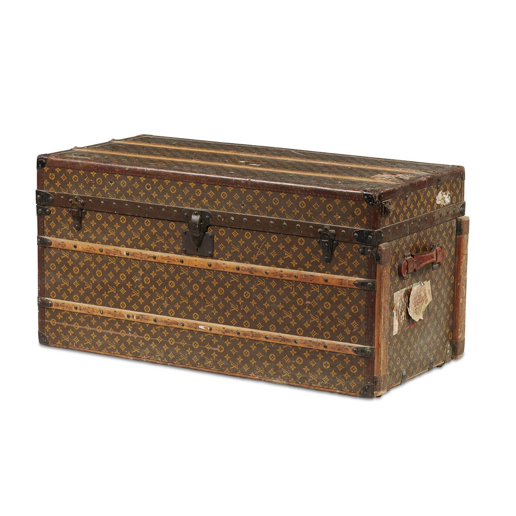 Appraisal: LOUIS VUITTON LEATHER AND ASH STEAMER TRUNK EARLY TH CENTURY