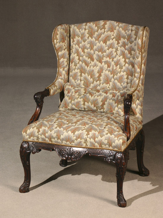 Appraisal: George II Style Walnut Wing Armchair Late th-Early th Century