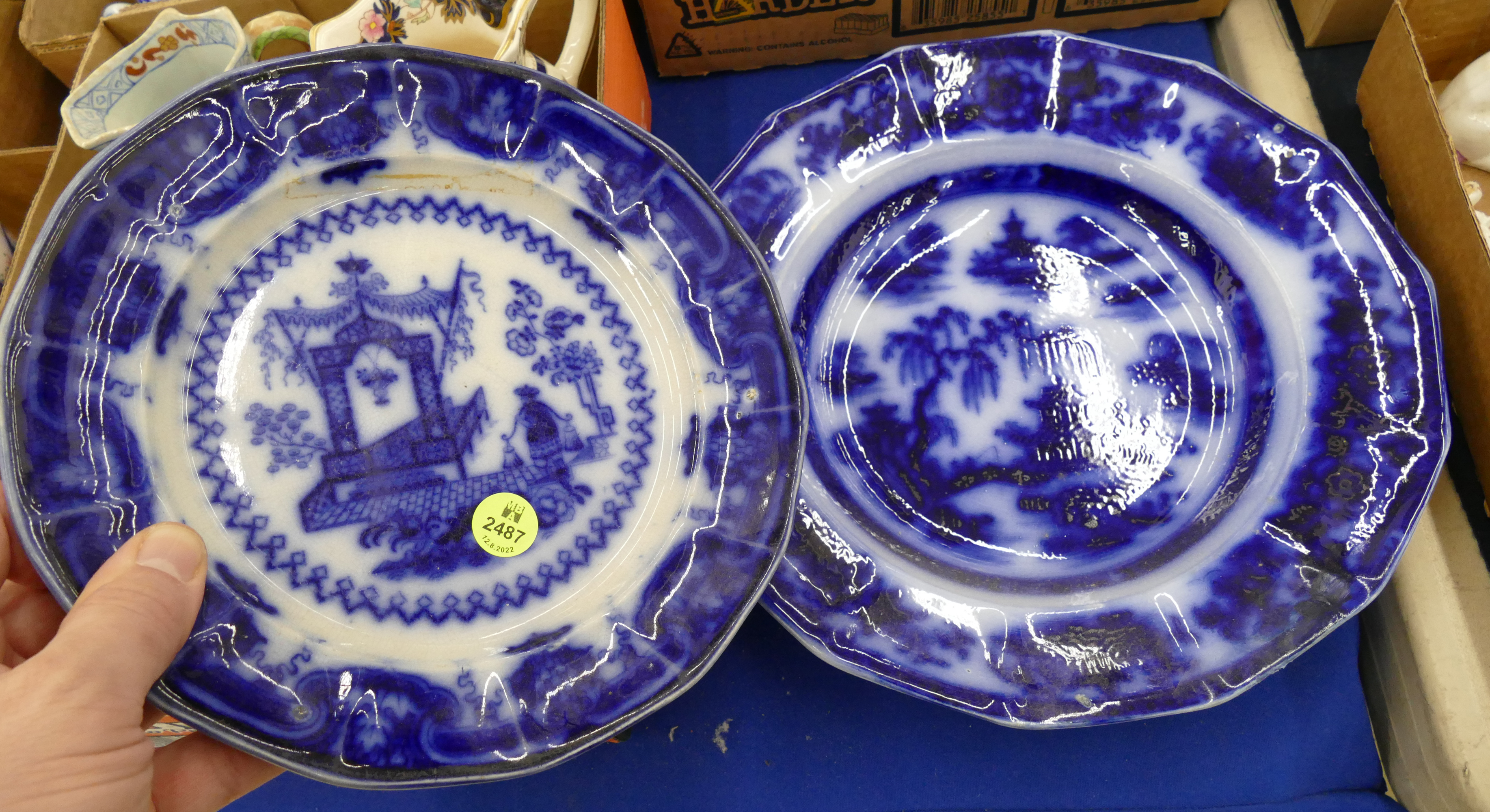 Appraisal: pc Flow Blue Bowl Plate- '' and ''