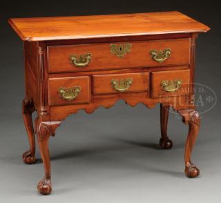 Appraisal: FINE CHIPPENDALE CARVED CHERRY LOWBOY FINE CHIPPENDALE CARVED CHERRY LOWBOY