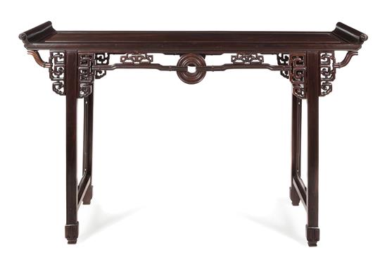 Appraisal: Sale Lot A Carved Rosewood Altar Table Qiaotou'an the rectangular