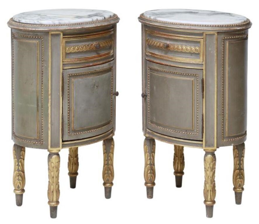 Appraisal: pair French Louis XVI style painted wood nightstands late th