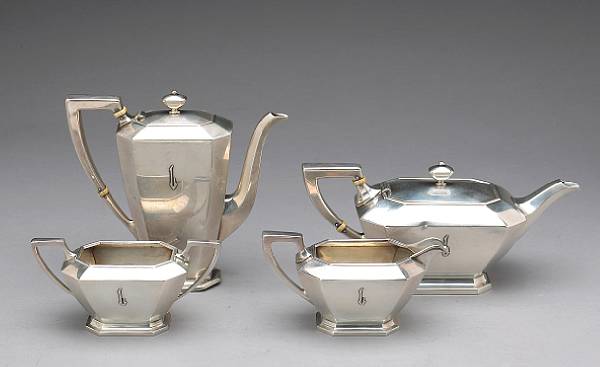 Appraisal: A sterling four piece tea and coffee setWm B Durgin