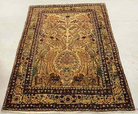 Appraisal: Finely woven oriental directional garden carpet with animal and floral