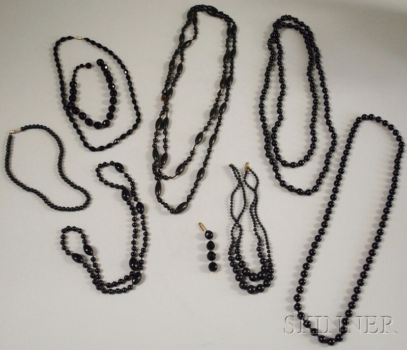 Appraisal: Small Group of Beaded Necklaces including wood and Bohemian glass