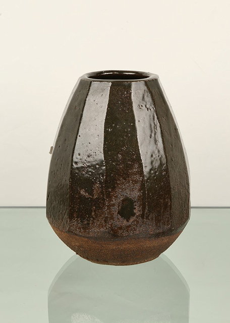 Appraisal: Janet Leach British - at Leach PotteryVasefacet cut sidesimpressed potter's