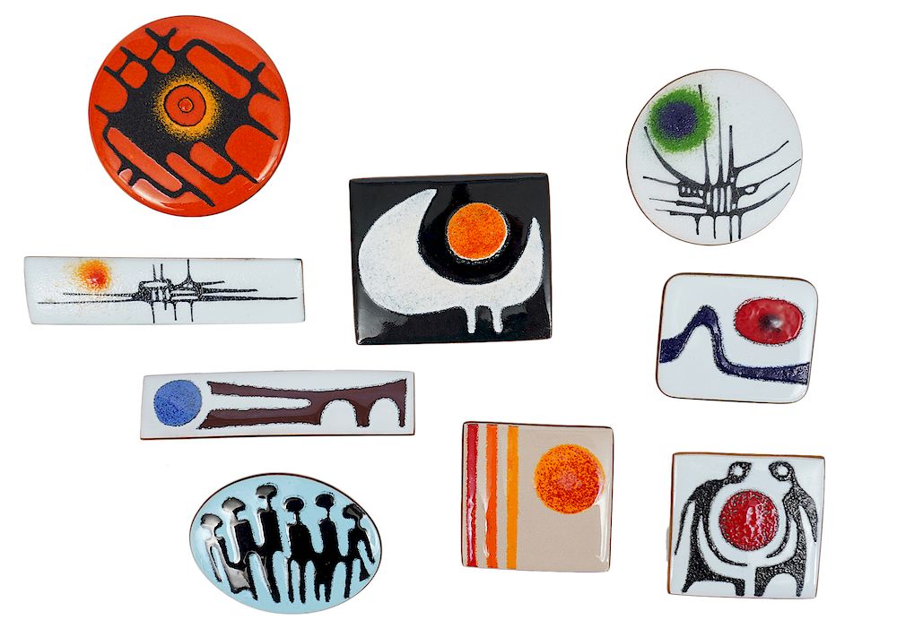 Appraisal: De Passille Eclectic Grouping of Enameled Pins De Passille Sylvestre