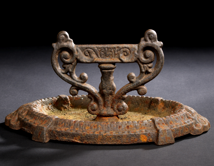 Appraisal: English Cast-Iron Lyriform Bootscraper third quarter th century with integral