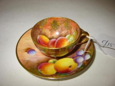 Appraisal: A ROYAL WORCESTER PORCELAIN CABINET CUP AND SAUCER dated painted