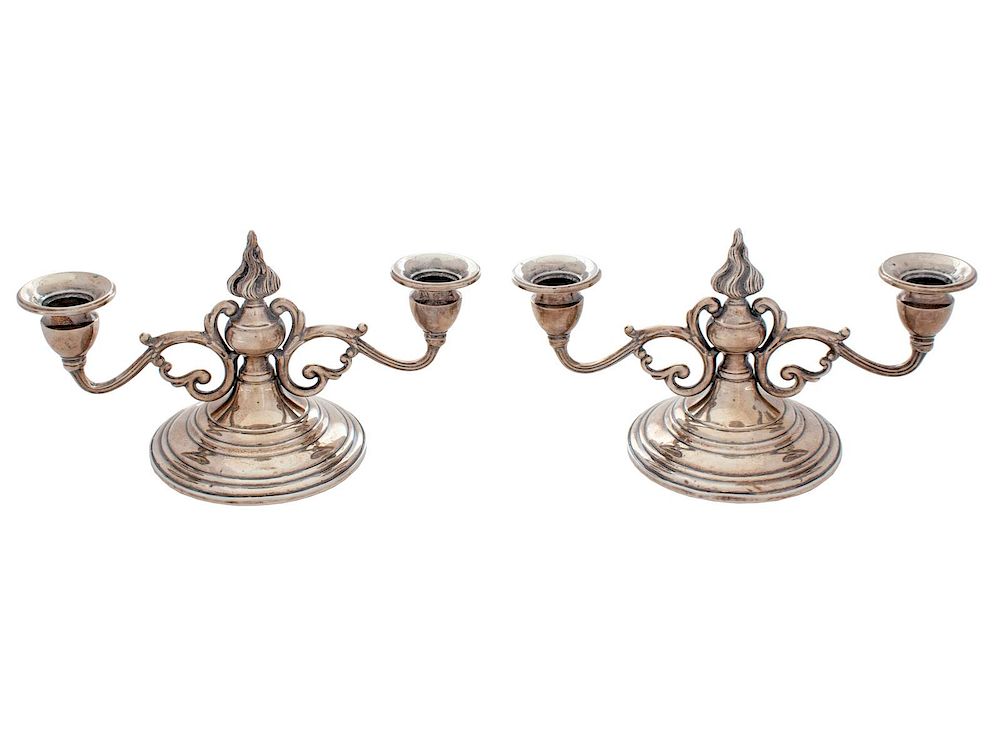 Appraisal: A Pair of American Weighted Silver Candlesticks Height x diameter