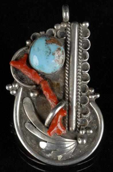 Appraisal: Large Native American Indian Jewelry Pendant Description Signed AJW with