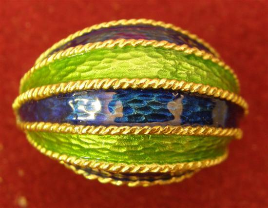 Appraisal: Green and blue enamelled gold ring