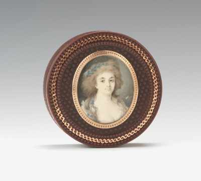 Appraisal: French Louis XVI Circular Maroon Composition Box ca late th