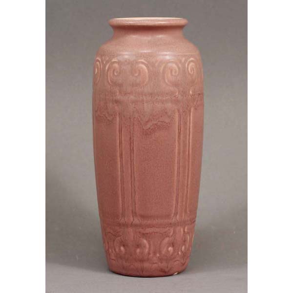 Appraisal: Rookwood Rose Matt Glaze Art Pottery Production Vase Molded with