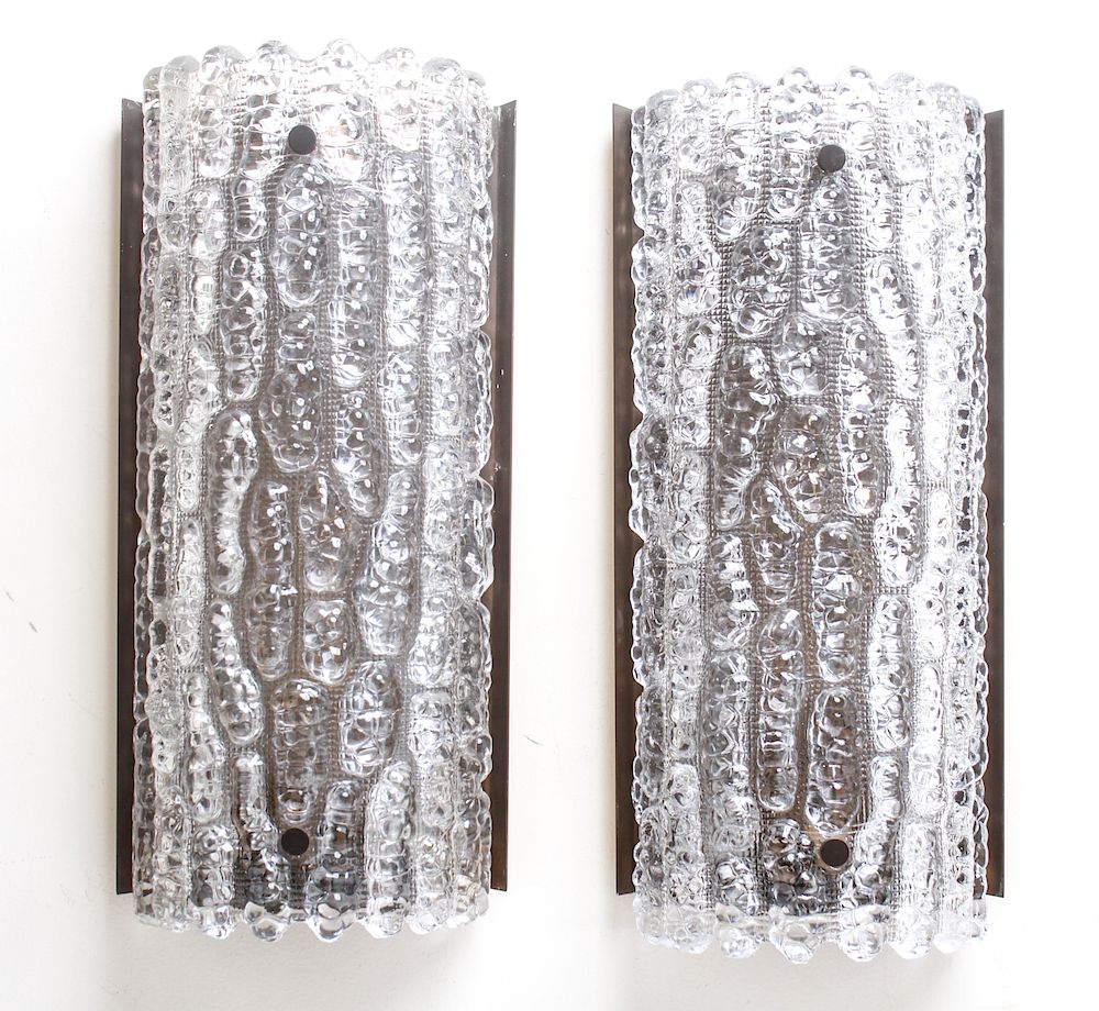 Appraisal: Carl Fagerlund for Orrefors Glass Wall Sconces Pr Carl Fagerlund