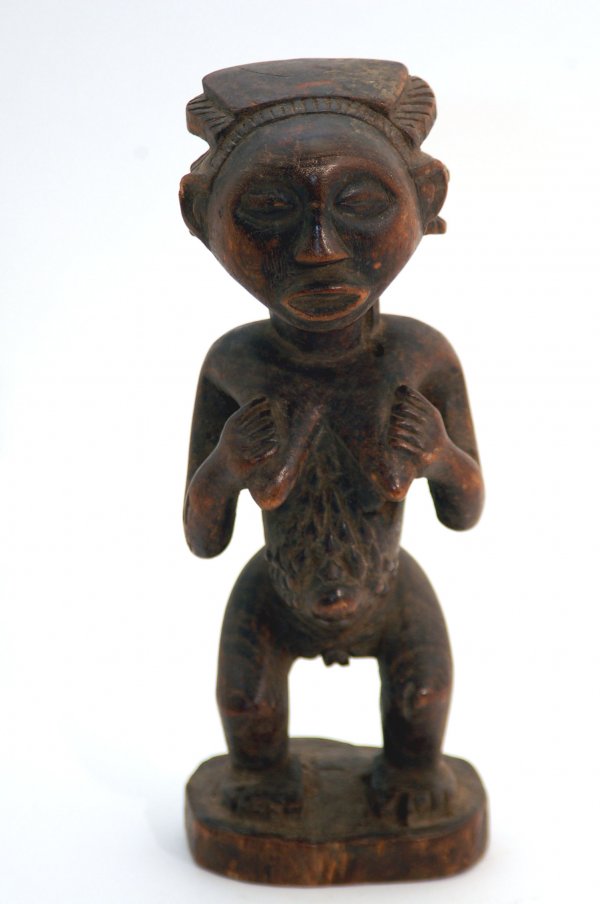 Appraisal: Luba standing female mboko figure of dark patinated wood having