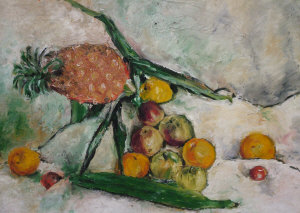 Appraisal: European School early-mid th century- Still life of a pineapple