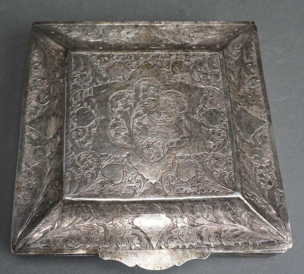 Appraisal: PROBABLY PERSIAN TESTED HIGH-PURITY SILVER STATIONARY BOX X X IN