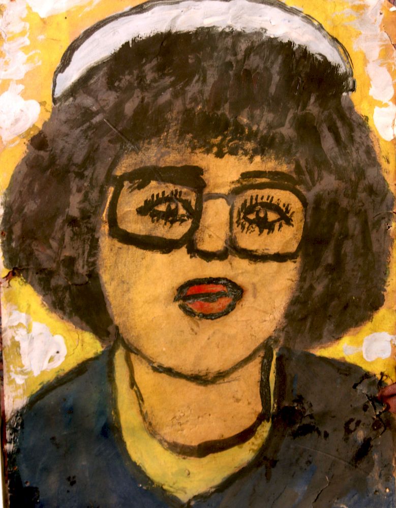 Appraisal: Outsider Art Anderson Johnson Woman in Glasses and Hat Johnson