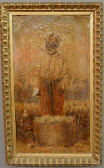 Appraisal: Rare oil on board folk art painting of a black