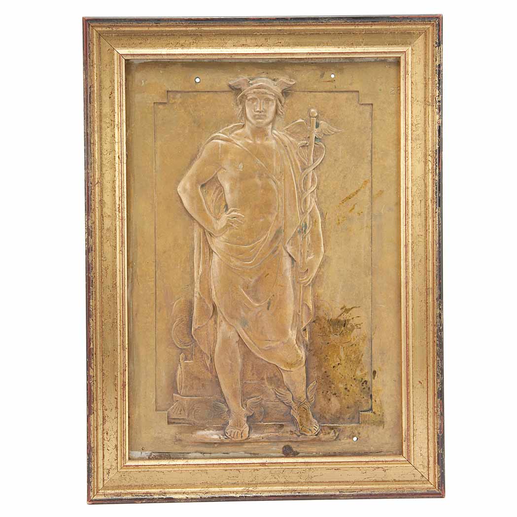 Appraisal: Framed Bronze Plaque of Mercury Possibly made for Grand Central