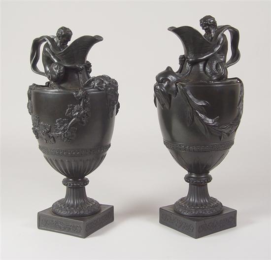 Appraisal: Companion Pair of Black Wedgwood Basalt Ewers Late th -