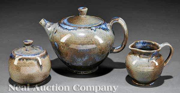 Appraisal: A Shearwater Pottery Tea Set c comprising a teapot creamer