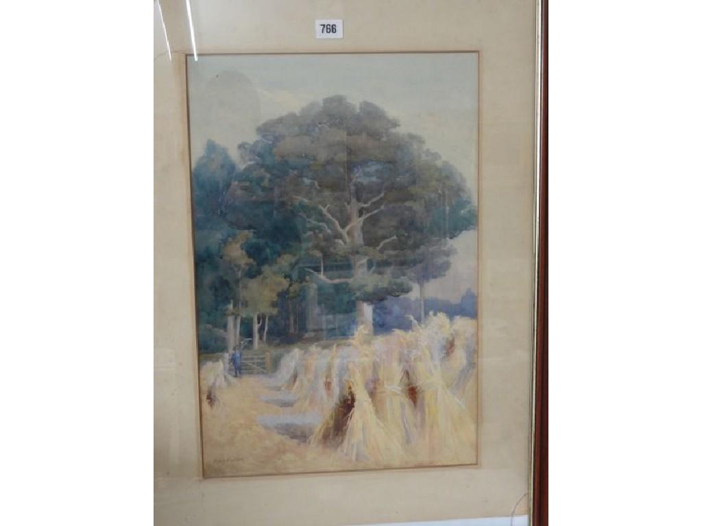 Appraisal: An early th century watercolour of a harvesting scene with