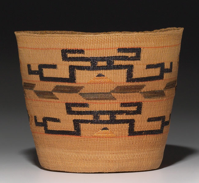 Appraisal: Tlingit basket polychrome geometric design in devil's claw dia x