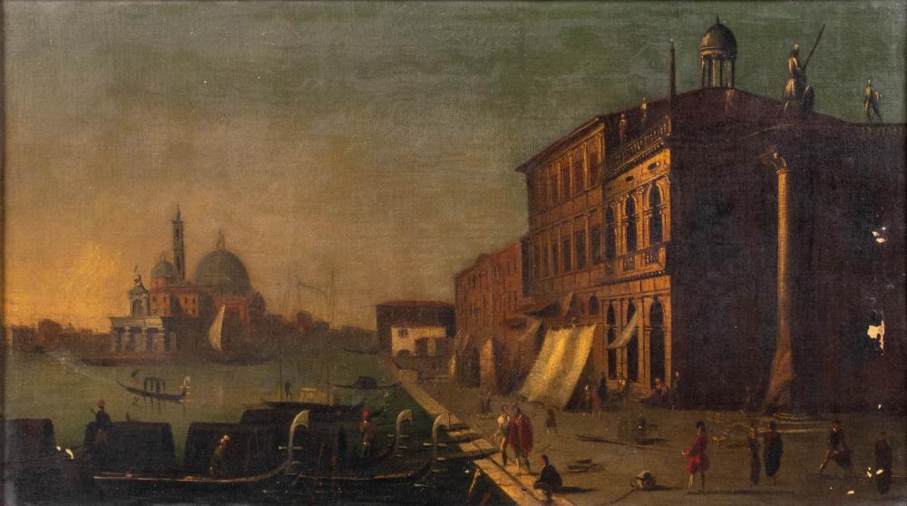 Appraisal: STYLE OF FRANCISCO GUARDI VIEW OF THE MOLO TOWARD THE