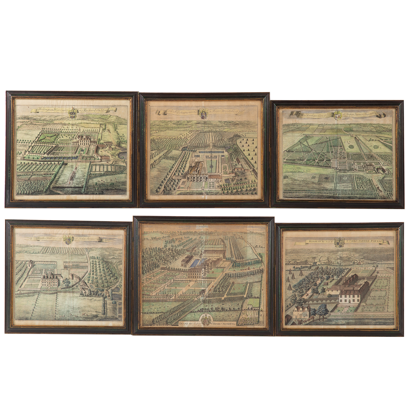 Appraisal: JAN KIP SIX FRAMED HAND COLORED ENGRAVINGS Dutch c -