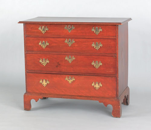 Appraisal: New England Chippendale birch chest of drawers ca the thumb