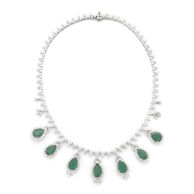 Appraisal: ct Emerald And ct Diamond Neckalce A light and airy