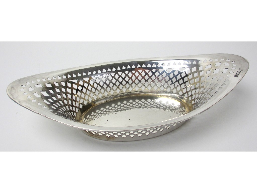 Appraisal: A silver basket by R W Sorley of oval boat