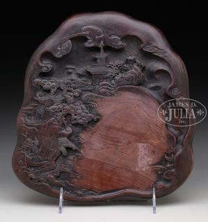 Appraisal: LARGE CARVED INK STONE China th century The large stone