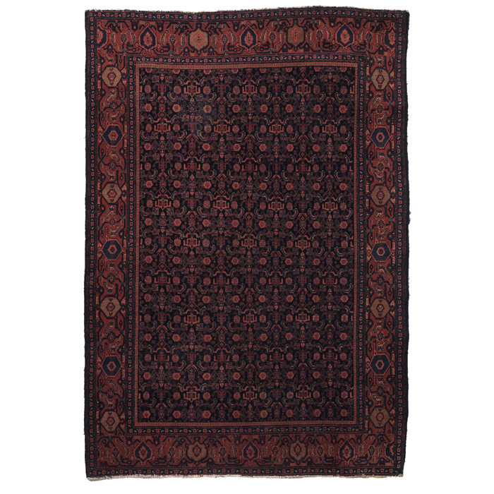 Appraisal: Persian Senneh rug c floral design with a red border