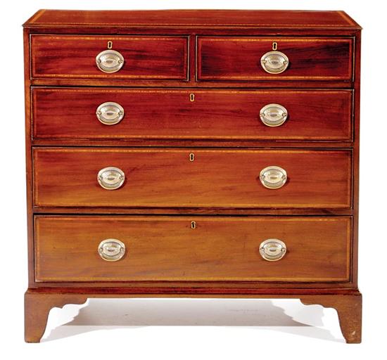 Appraisal: Georgian style inlaid mahogany chest of drawers last quarter th