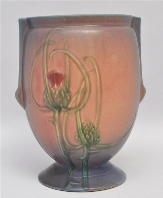 Appraisal: ROSEVILLE FUTURA MAUVE THISTLE VASE Roseville Futura Mauve Thistle vase