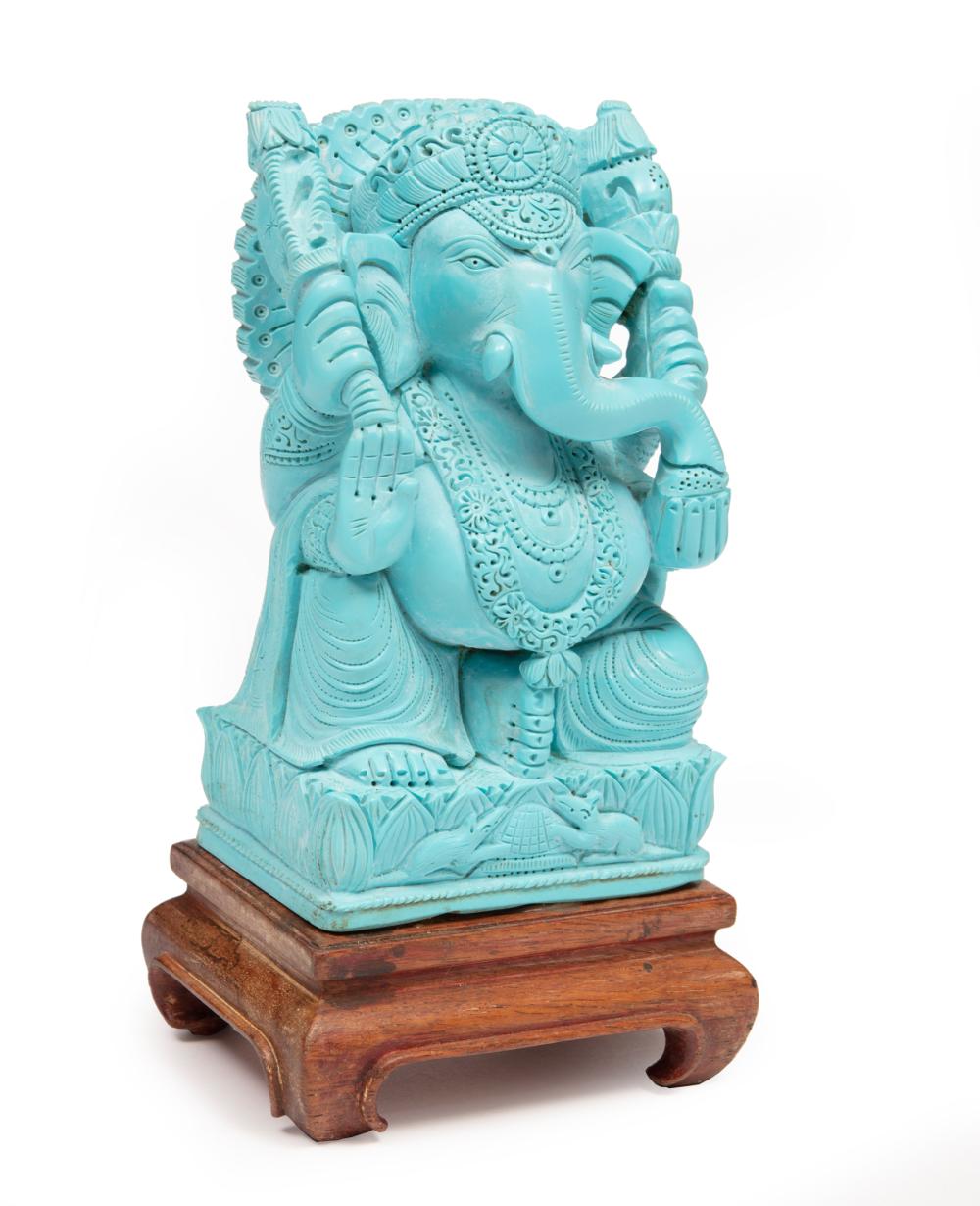 Appraisal: Asian Turquoise Figure of Ganesha probably Indian or Nepalese carved