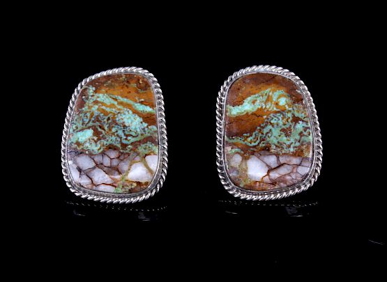 Appraisal: Navajo Royston Ribbon Turquoise Earrings Available for your bidding pleasure